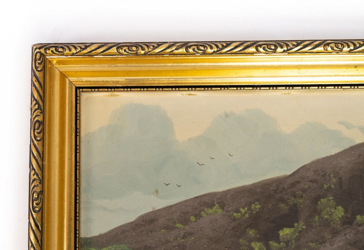 Oil Painting With Natural Motif And Gilded Frame, Signed C. B From The 1930s. photo for sale