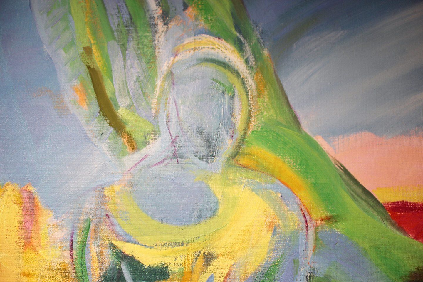Oil Painting On Canvas In Strong Colors By The Danish Artist åse Højer, B. 1952. photo furniture