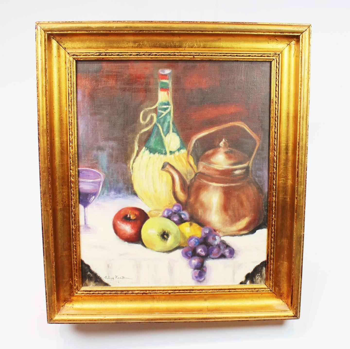 Oil Painting With Motif Of Different Fruit Signed Erling Kristensen 07.
