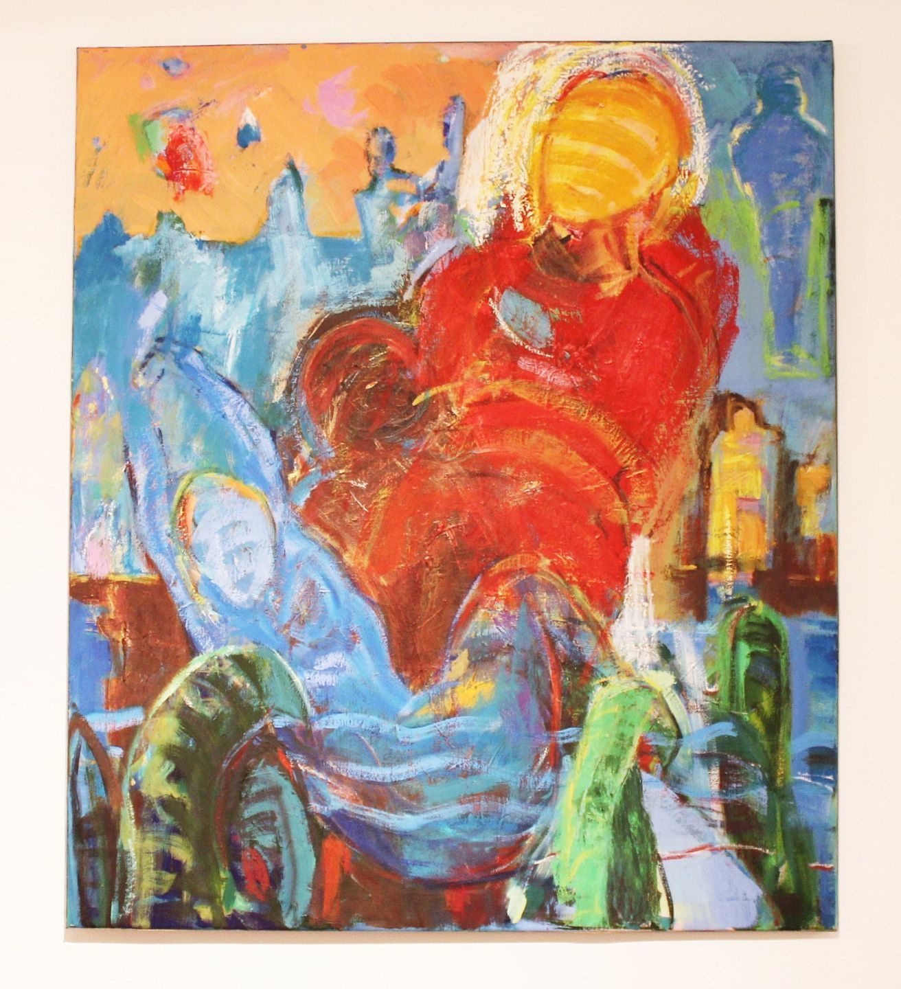 Oil Painting On Canvas In Strong Colors By The Danish Artist åse Højer, B. 1952.
