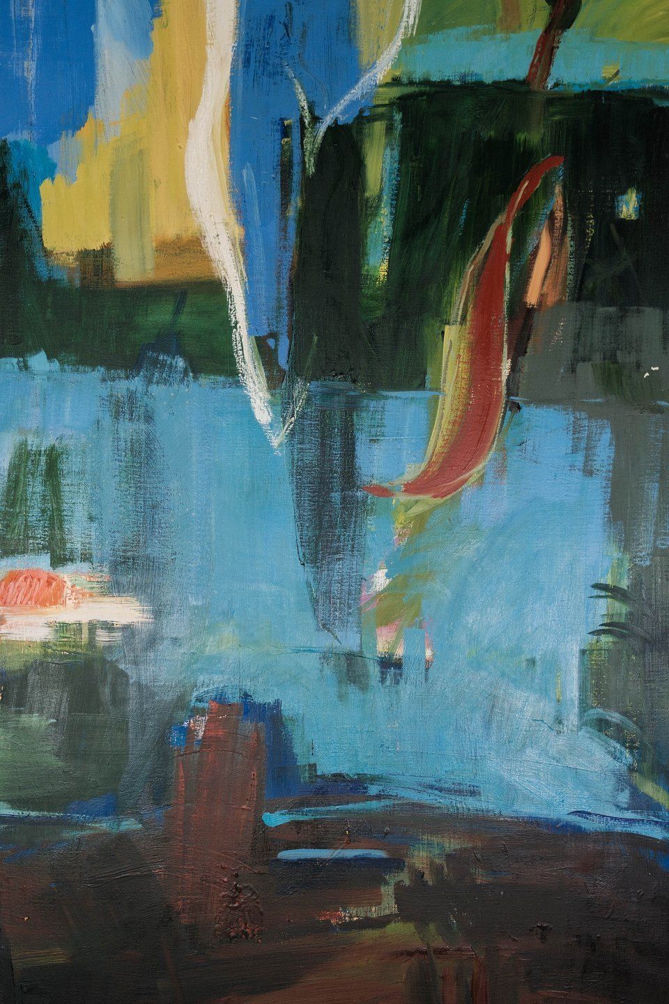 Tall Oil Painting On Canvas In Dark Colors By The Danish Artist åse Højer, B. 1952. photo furniture