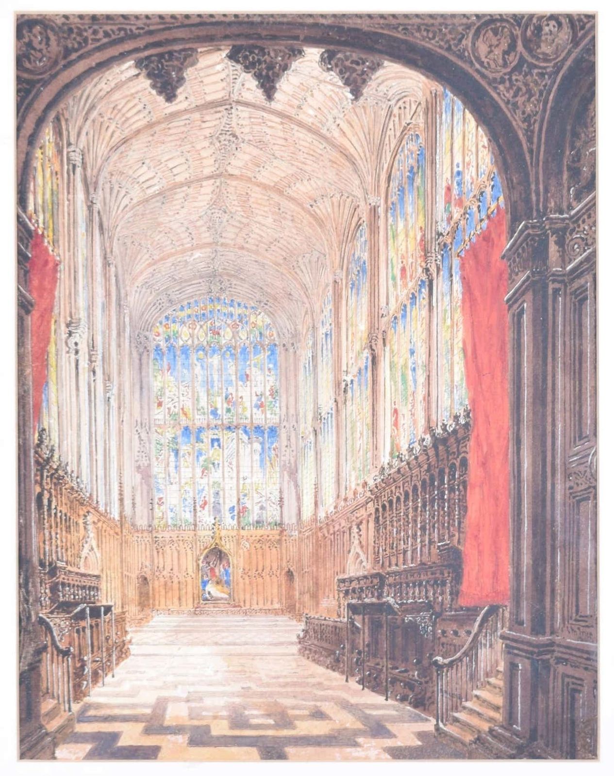 Joseph Murray Ince, 'King's College Chapel, Cambridge' Watercolour (1844)