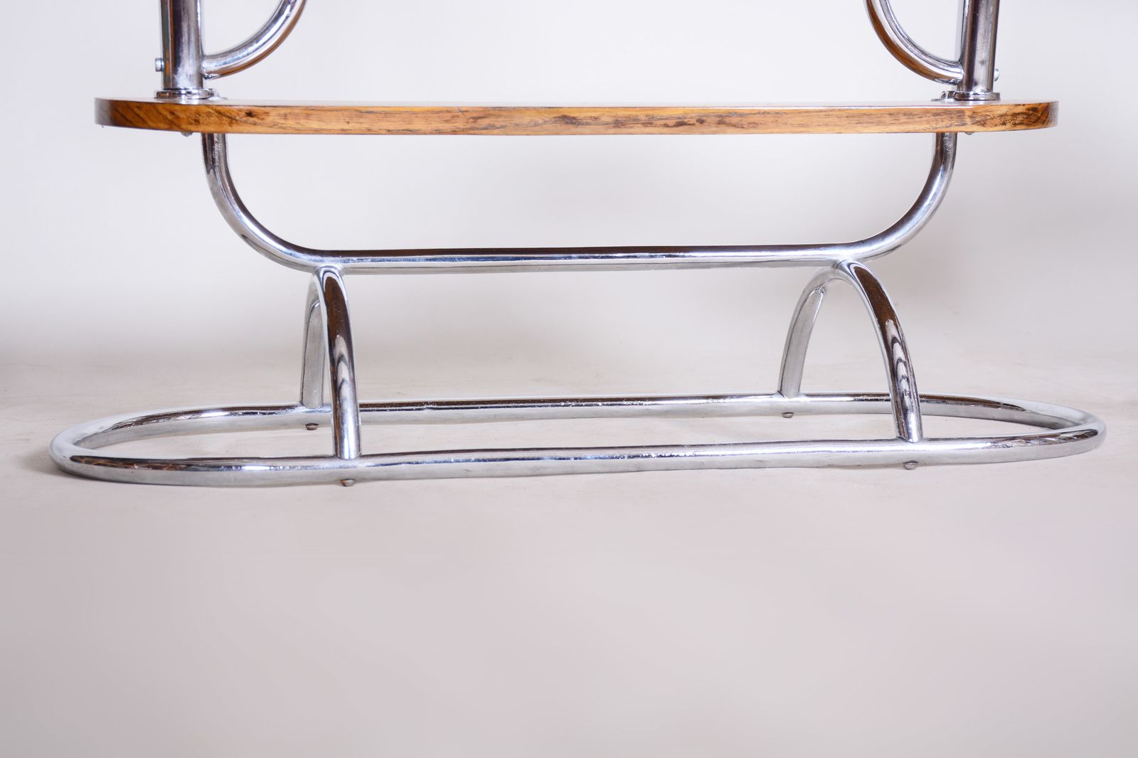 photo buy Czech Bauhaus Chrome Flower Stand Made Out Of Oak, Lacquered, 1930s