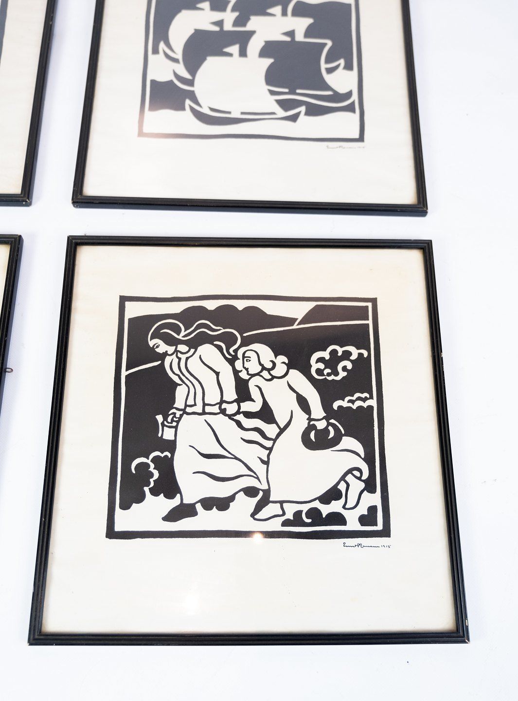 Different Prints In Black And White From 1915 And With Black Frame. photo furniture