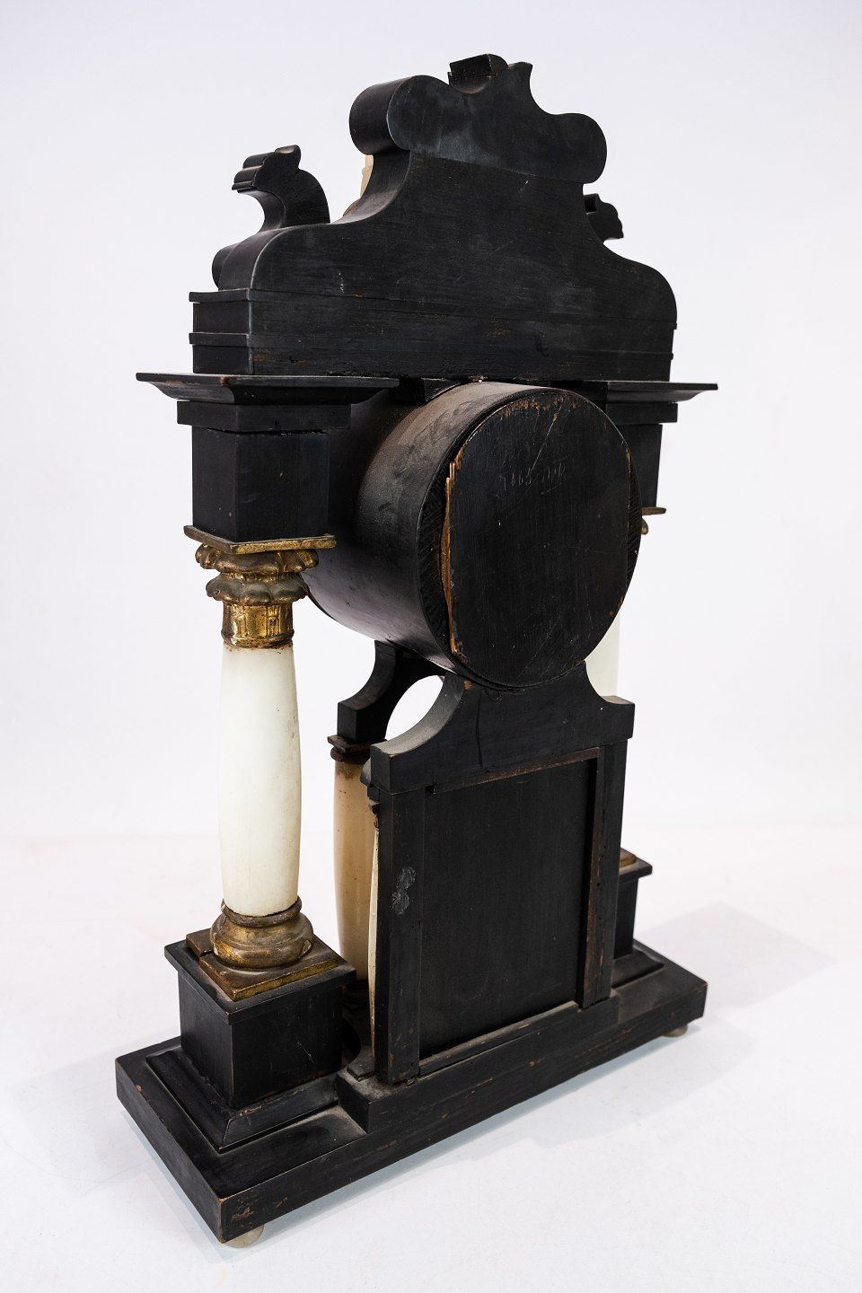 French Clock Of Marble And Bronze, And Decorated With Ornaments Of Mother Of Pearl From The 1840s. photo Home Decor