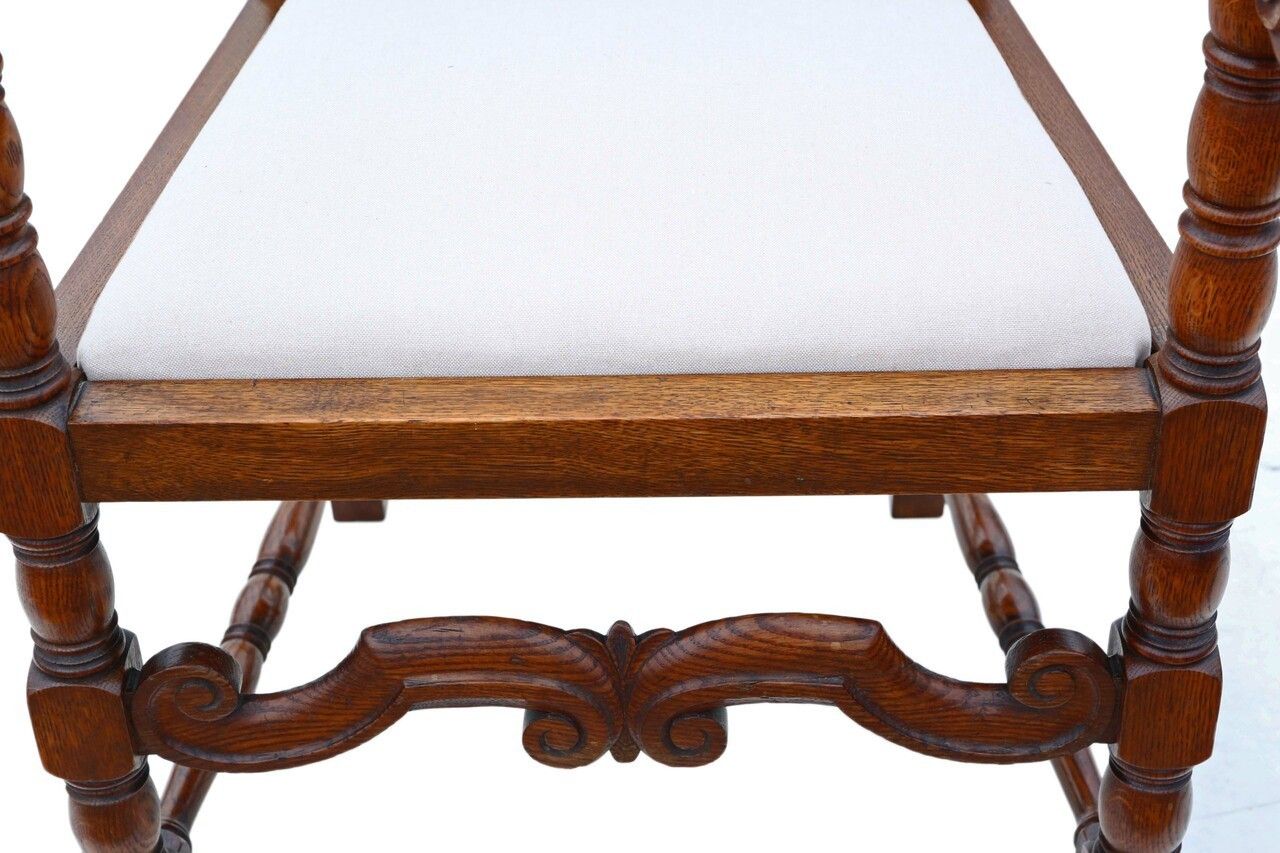 Oak Armchair Elbow Desk Chair C1915 Charles II Style photo vintage