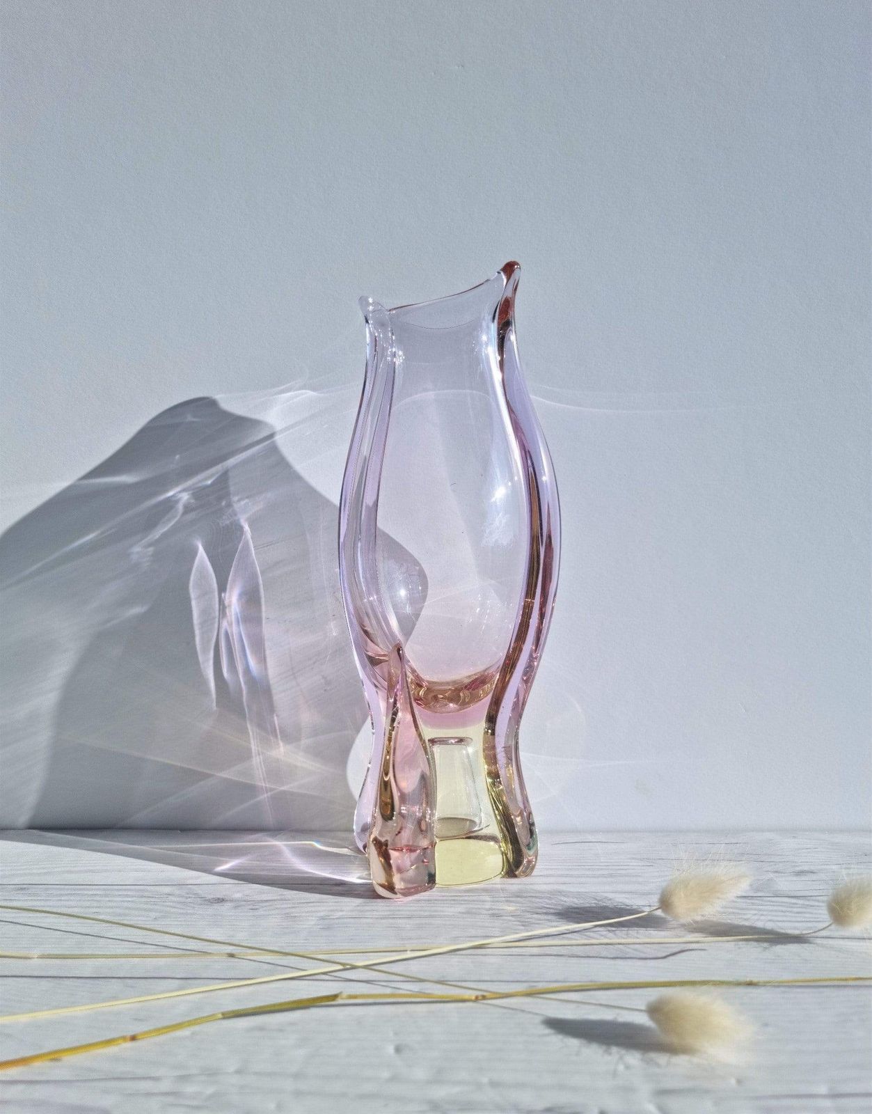 Miloslav Klinger For Zbs, Citrine And Neodymium Colour Change Sommerso Vase, 1960s 70s, Czech, Rare photo for sale
