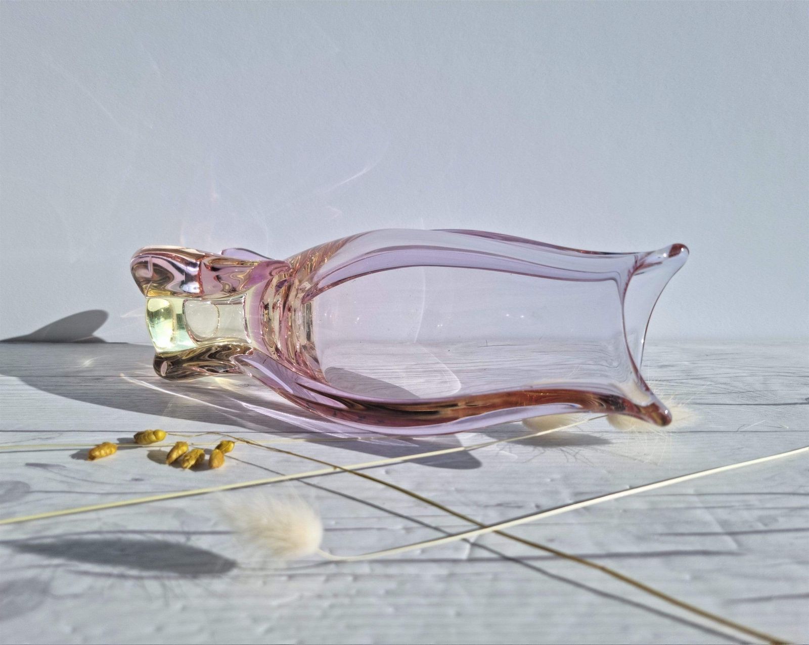 photo for sale Miloslav Klinger For Zbs, Citrine And Neodymium Colour Change Sommerso Vase, 1960s 70s, Czech, Rare