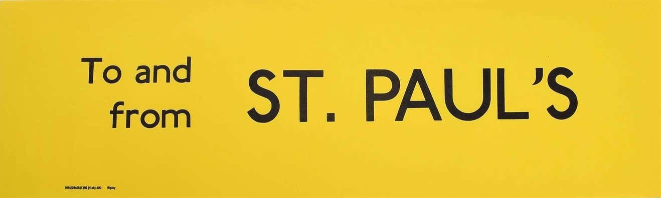 St. Paul's, London England Routemaster Bus Sign C. 1970