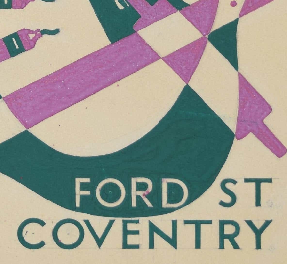 Hammond (Artist) Art Deco Gouache Original Artwork 1937 Municipal Art School Coventry Hammond 1937 photo Art