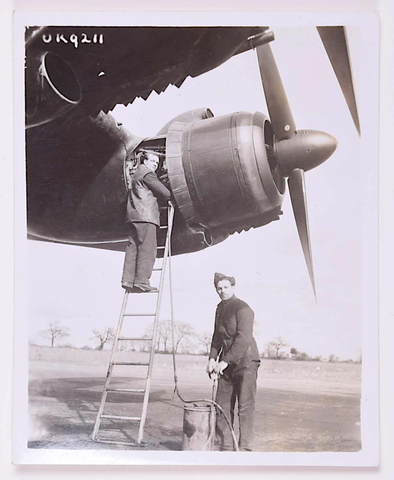 Rcaf Thunderbird Sqn Avro Lancaster II Bomber Censored 1944 Photograph Stamps Probably C. 1940s