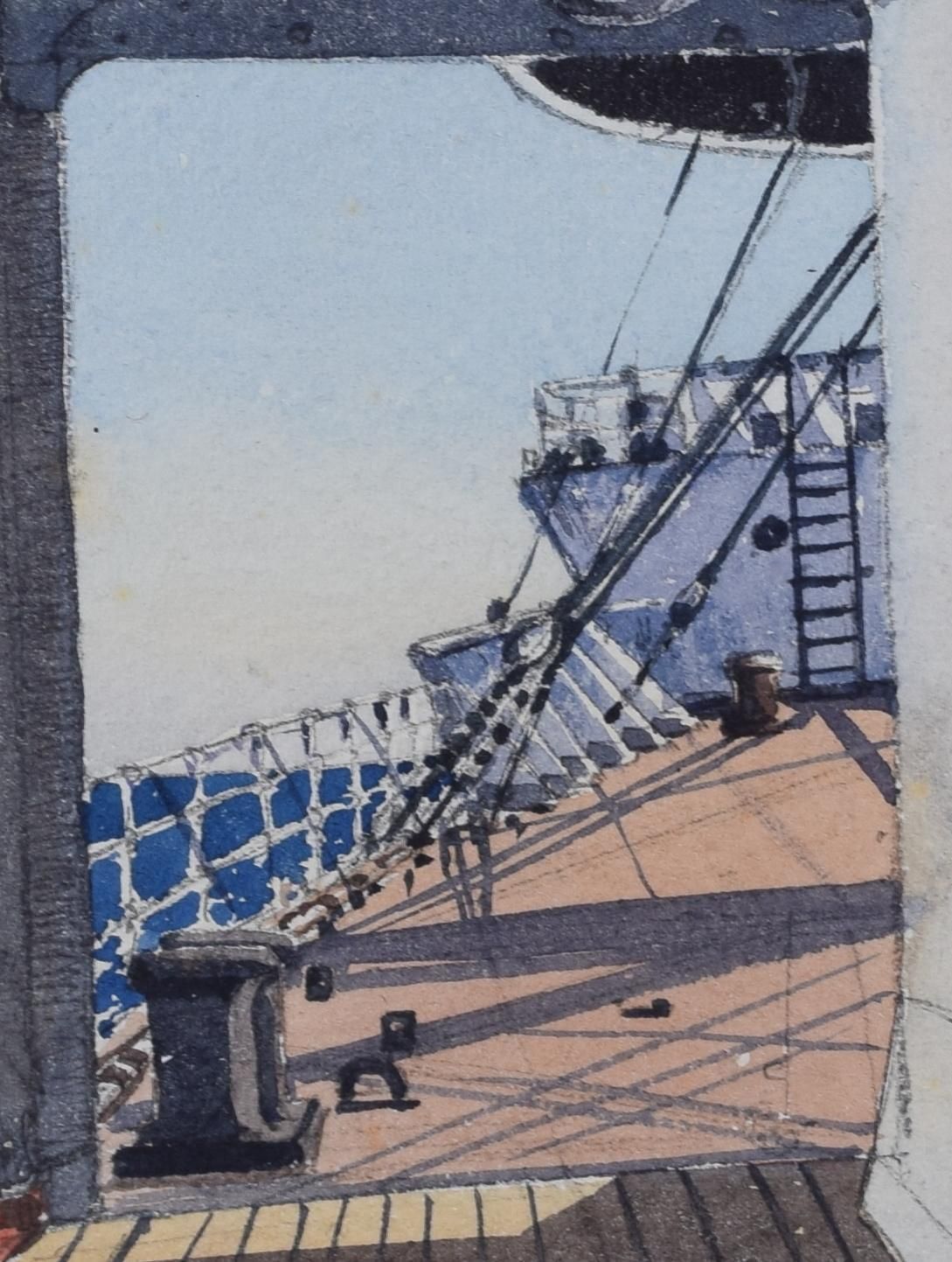 Claude Muncaster: 1948 City Of New York Maritime Art Watercolour Ship Steamer C. 1950 photo for sale