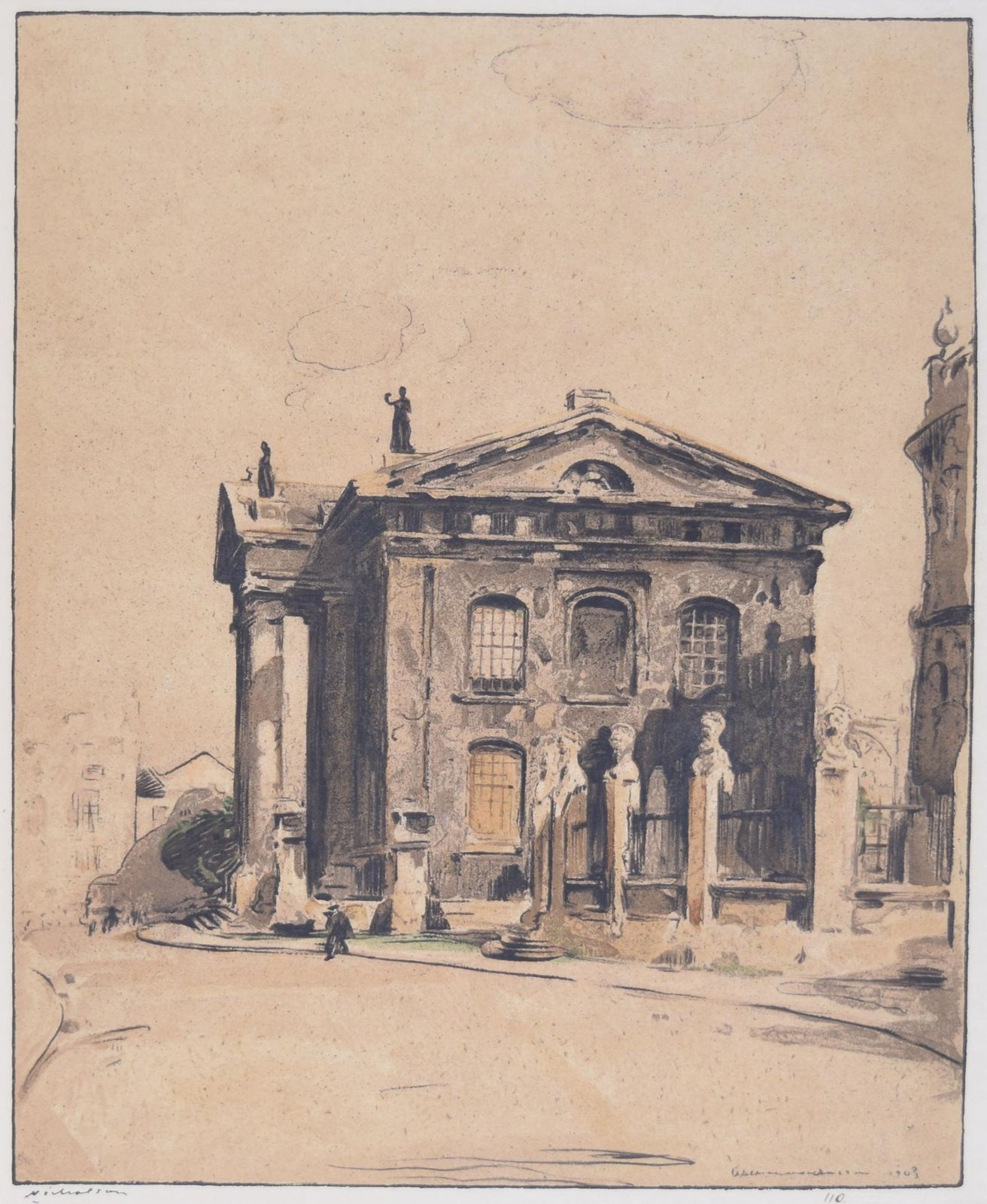 William Nicholson, 'Clarendon Building, Oxford' Lithograph (1905) photo furniture