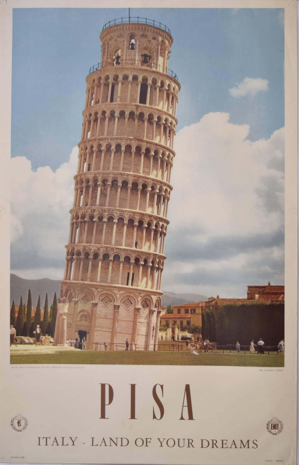 'Leaning Tower Of Pisa: Italy, Land Of Your Dreams' Original Vintage Poster (1958)