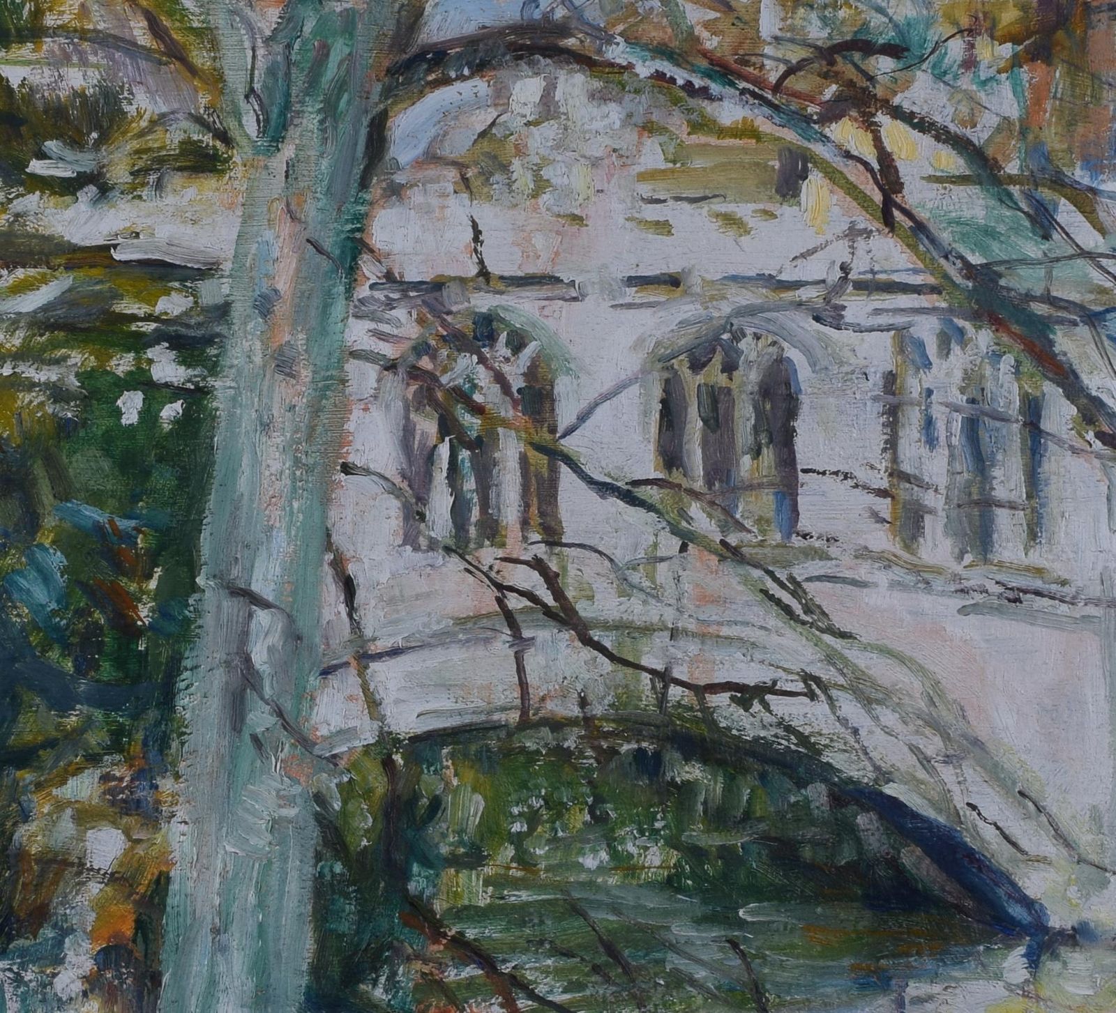 Nancy Weir Huntly, St John’s College Bridge Of Sighs, Cambridge Oil Painting (C.1950s) photo Art
