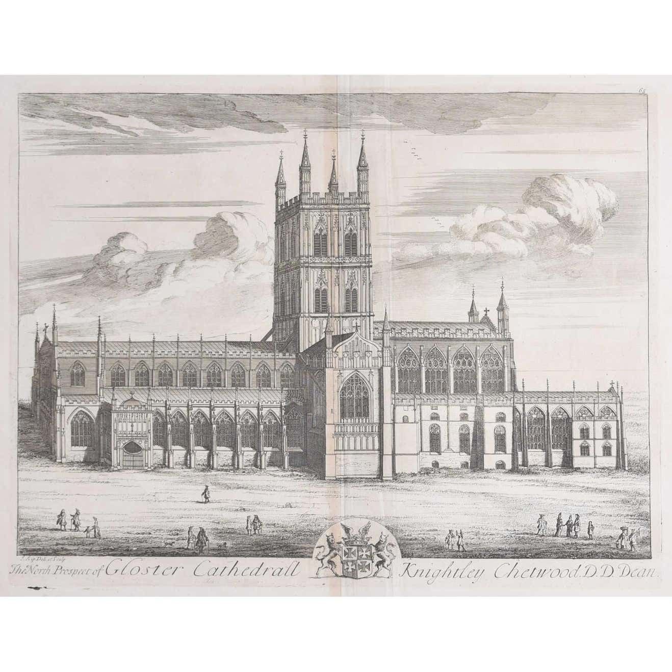 Johannes Kip Johannes Kip, The North Prospect Of Gloster Cathedral (C.1716) Copper Engraving C.1716