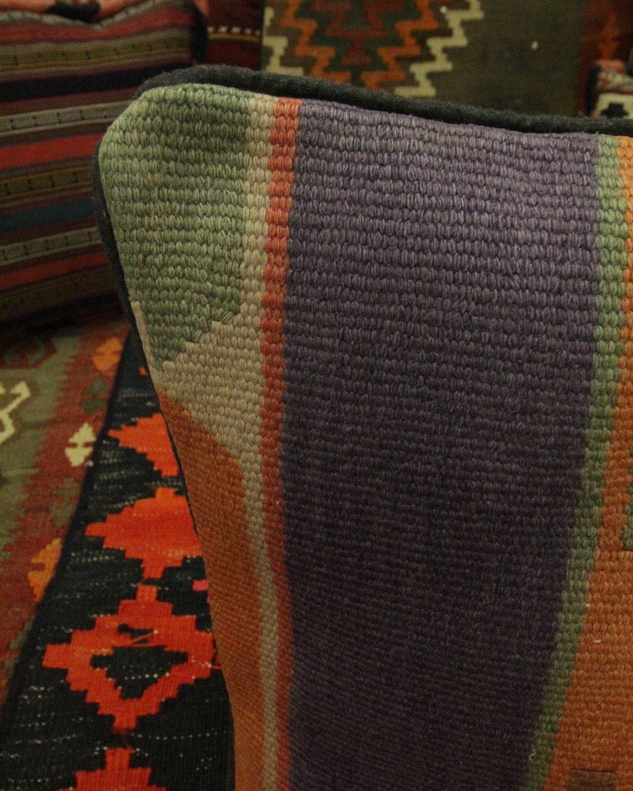 Tribal Wool Kilim Scatter Cushion Handmade Orange Purple Pillow Cover  37x40cm photo furniture