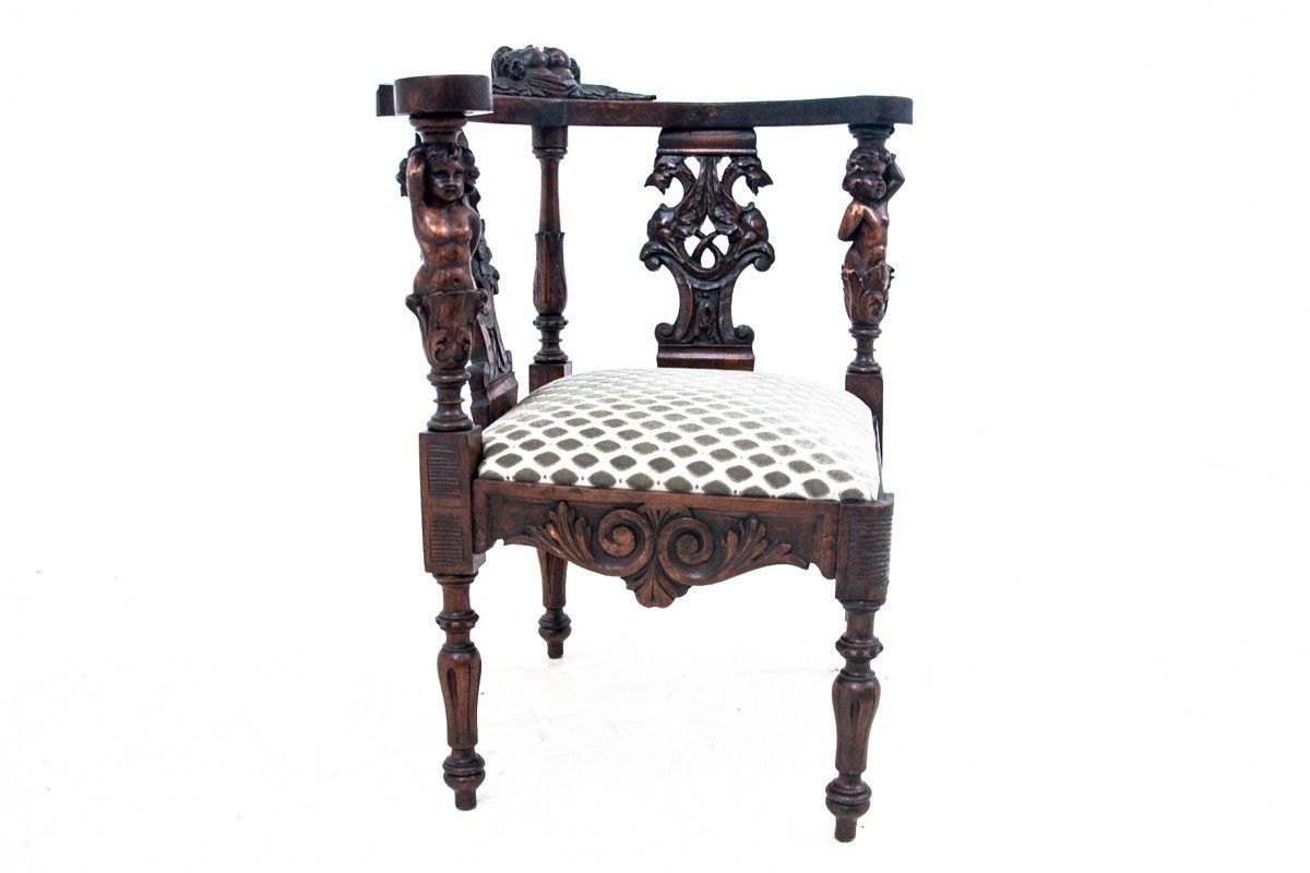 Historic Horn Armchair, Western Europe, Turn Of The 19th And 20th Centuries. photo for sale