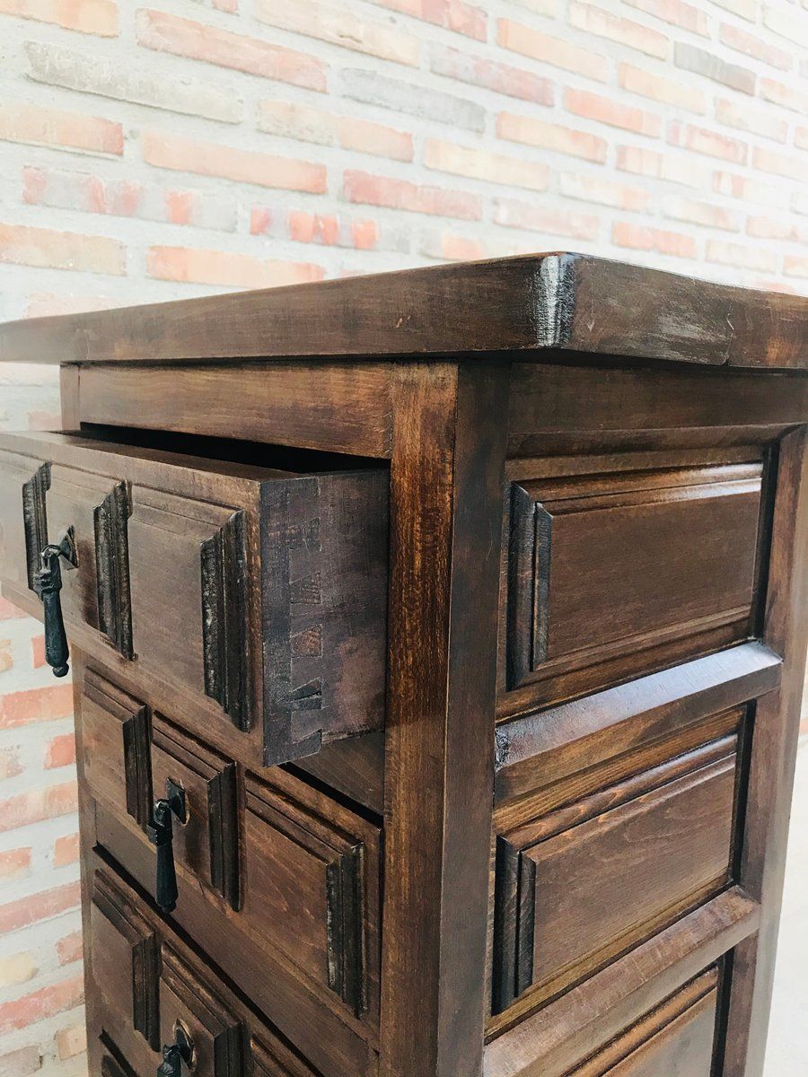 Antique Spanish Carved Walnut Chest Of Drawers photo vintage