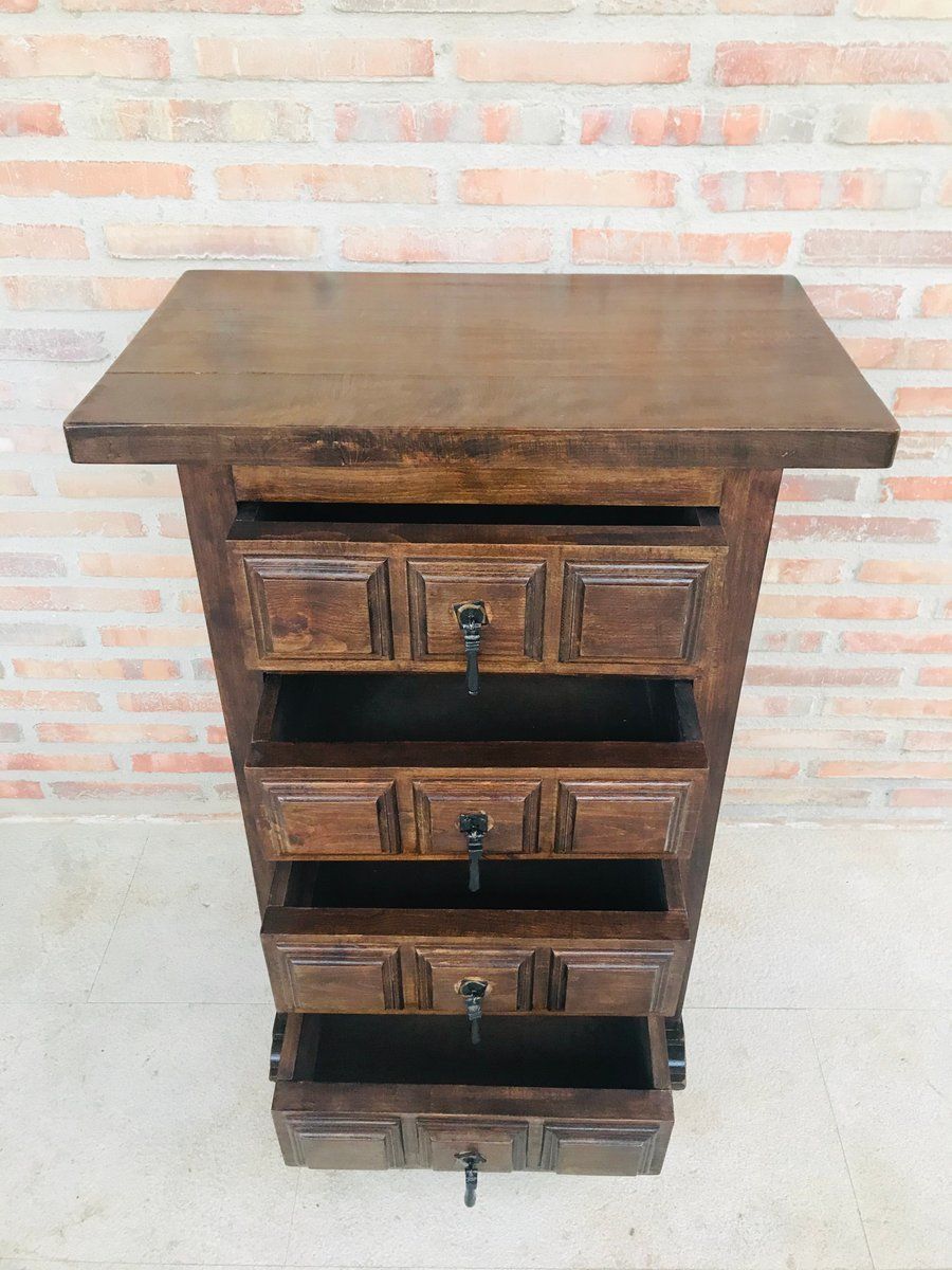 photo for sale Antique Spanish Carved Walnut Chest Of Drawers