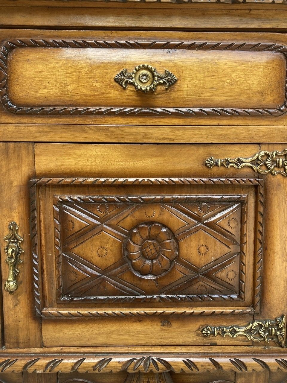 Pair Of Early Century Carved Oak Nightstand, 1940s photo Furniture