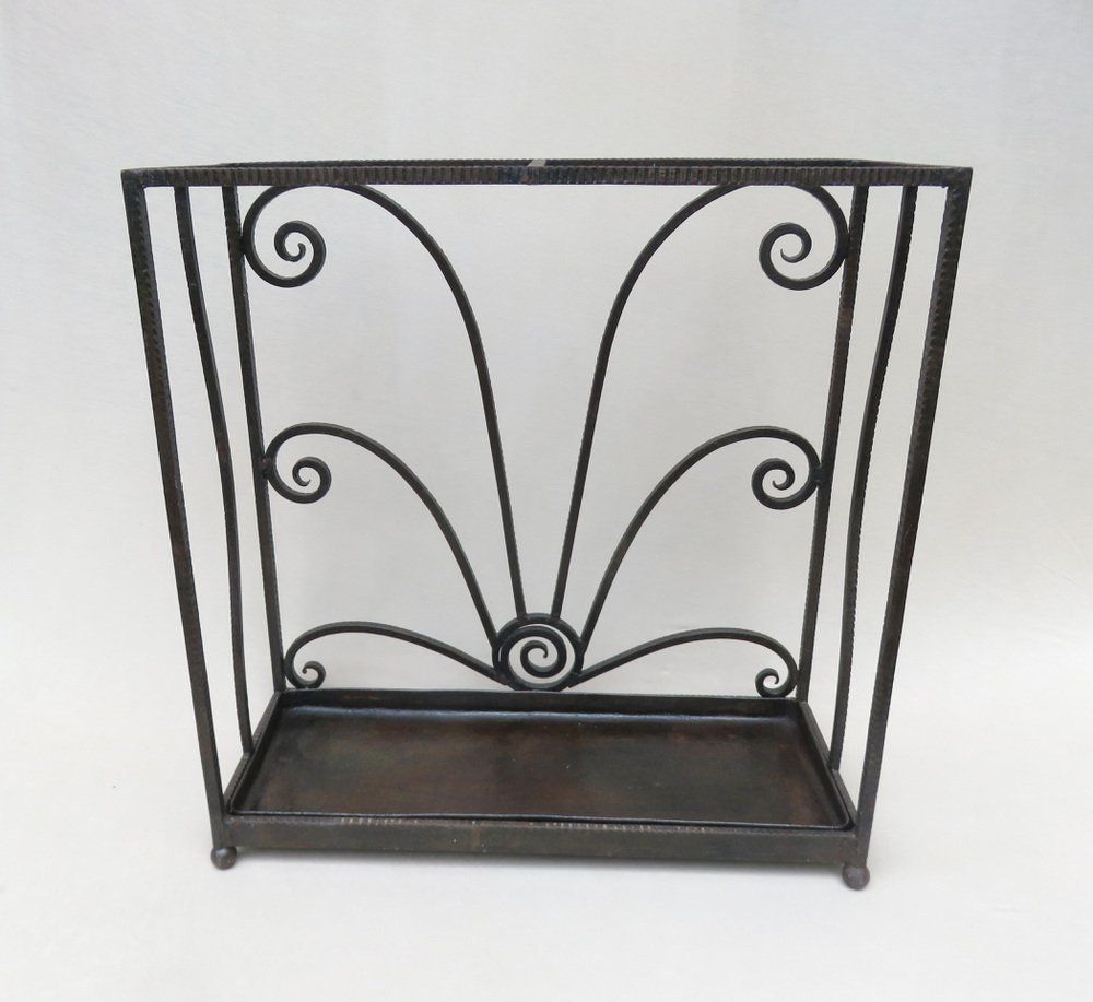 French Art Deco Umbrella Stand In Wrought Iron In The Style Of Edgar Brandt photo Home Decor