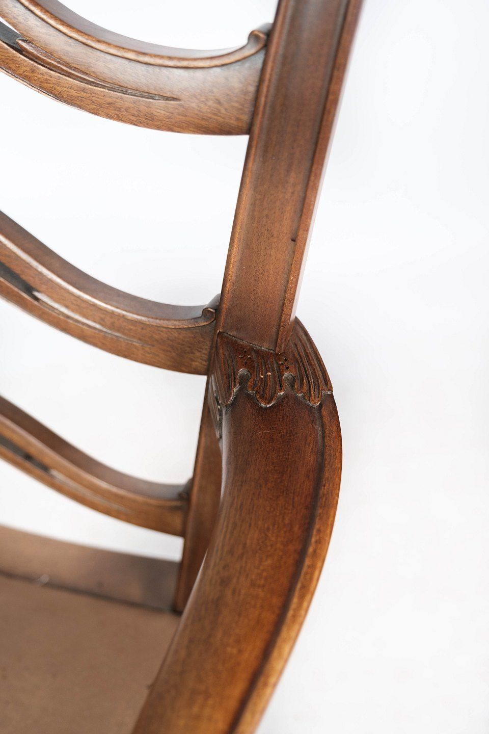 Antique Armchair Made Of Mahogany And Upholstered With Light Fabric From 1880s. photo buy