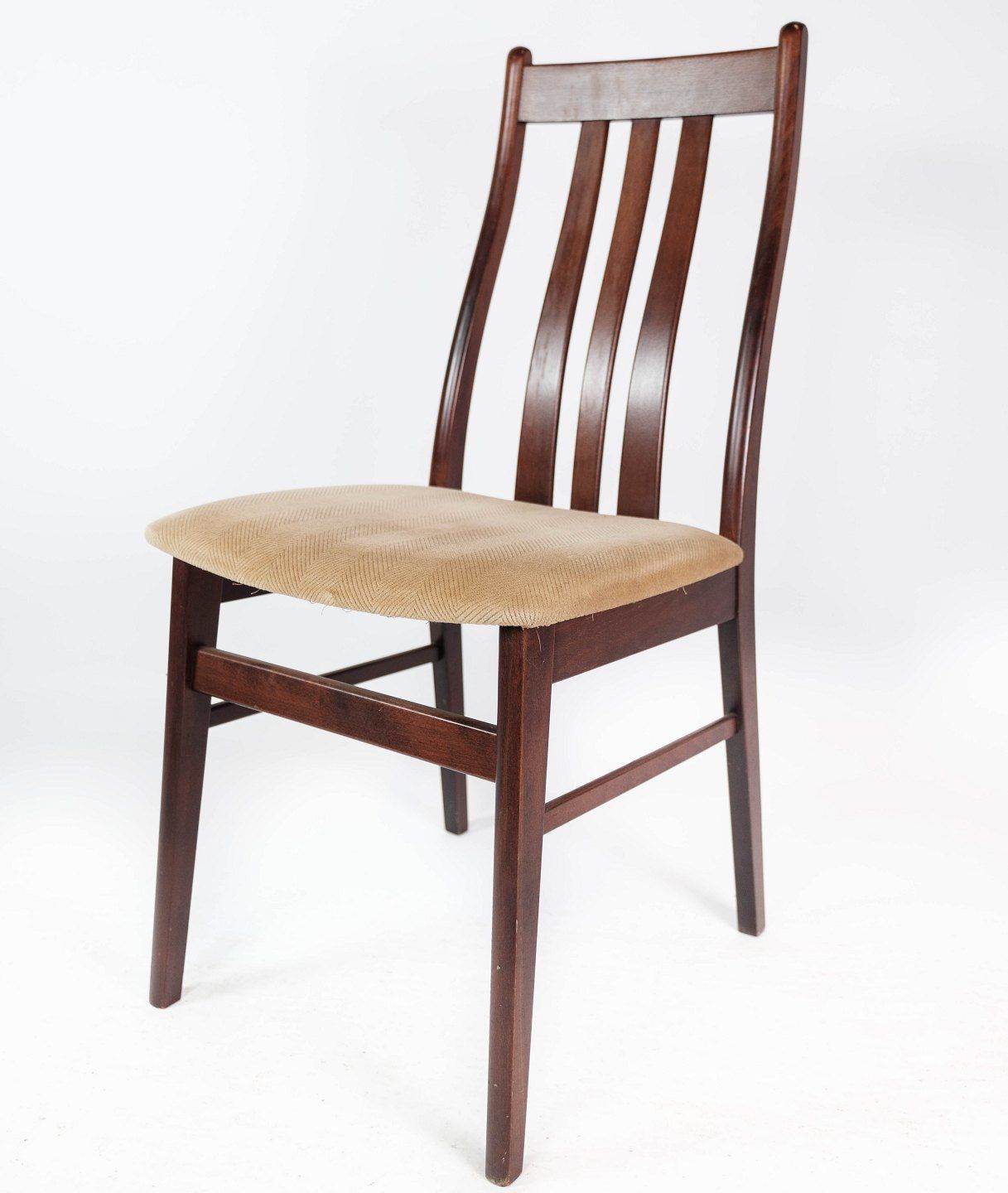 Set Of Four Dining Chairs In Mahogany And Upholstered With Light Fabric, Of Danish Design Made By Farstrup Møbler In The 1960s photo Furniture