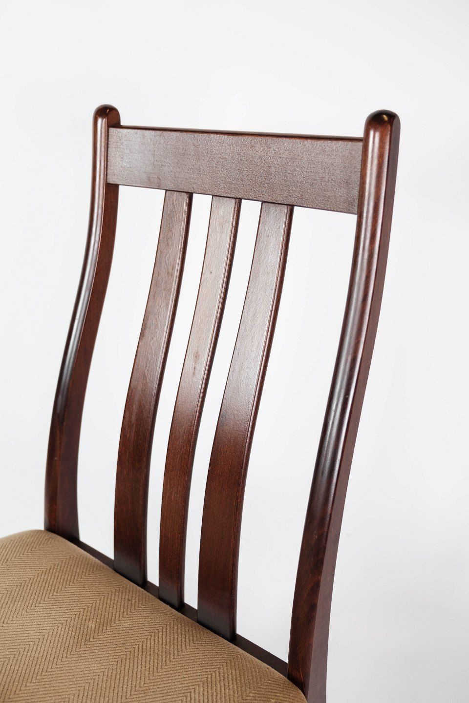 Set Of Four Dining Chairs In Mahogany And Upholstered With Light Fabric, Of Danish Design Made By Farstrup Møbler In The 1960s photo buy