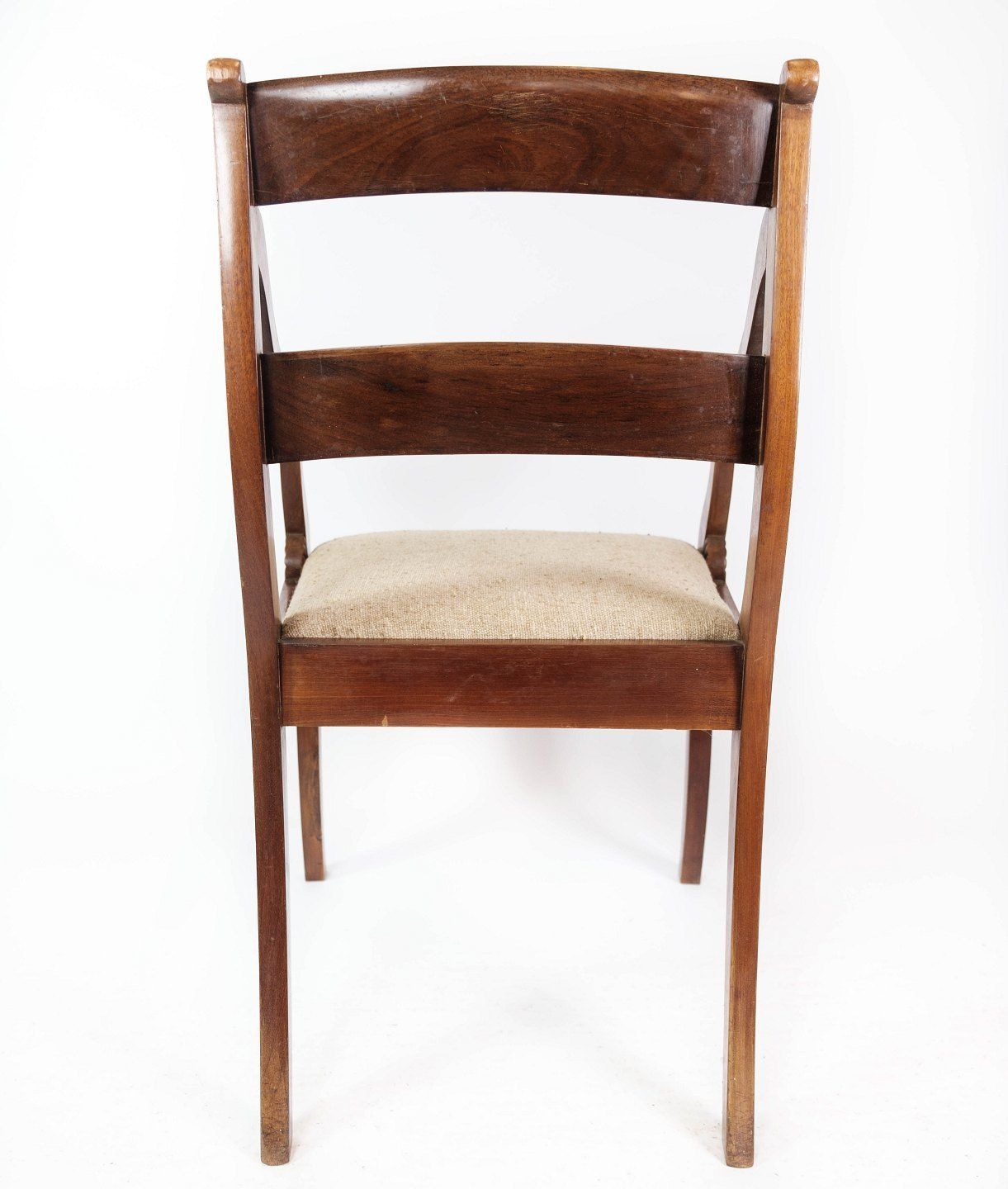 Late Empire Armchair Of Mahogany And Upholstered With Light Fabric From The 1860s. photo Furniture