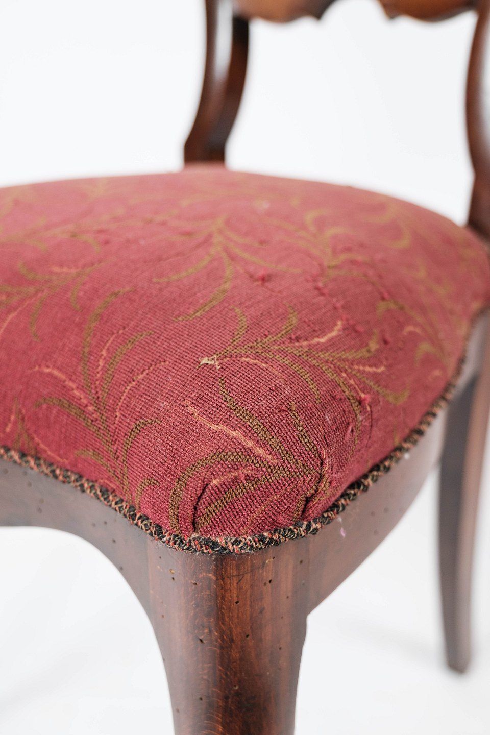 Set Of Four Mahogany Dining Chairs And Upholstered In Red Fabric From The 1860s. photo buy