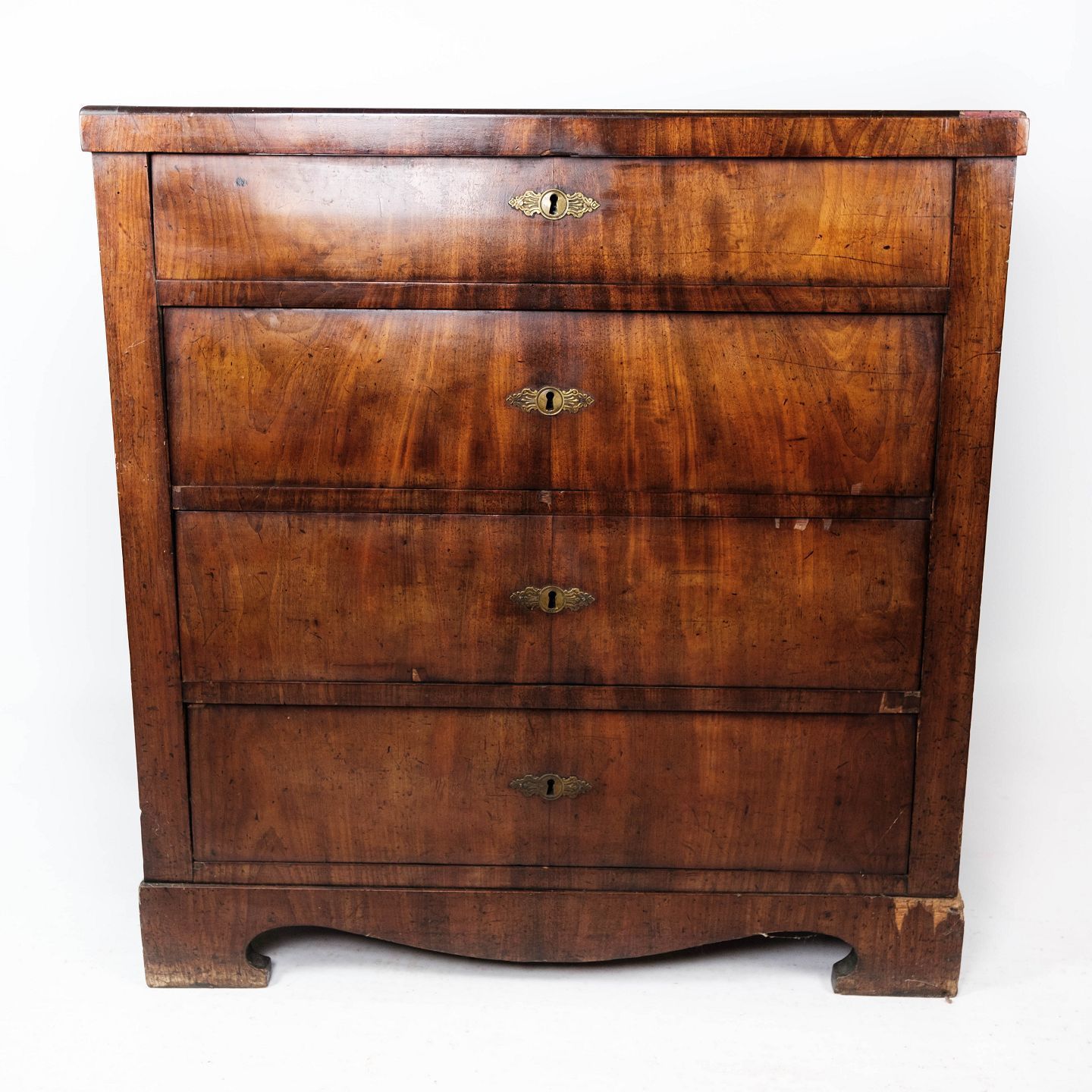 Late Empire Chest Of Drawers With Four Drawers Of Mahogany, From The 1840s.
