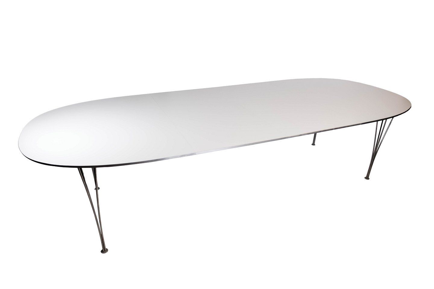 Super Ellipse Dining Table With White Laminate Designed By Piet Hein And Arne Jacobsen, And Manufactured By Fritz Hansen In 1998. photo vintage
