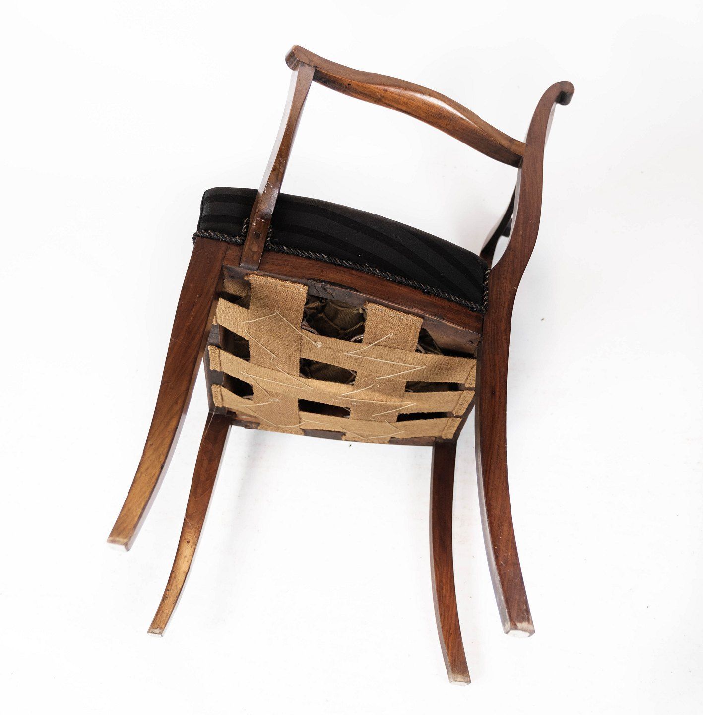 photo furniture Set Of Two Mahogany Armchairs And Upholstered In Black Fabric, From The 1860s.