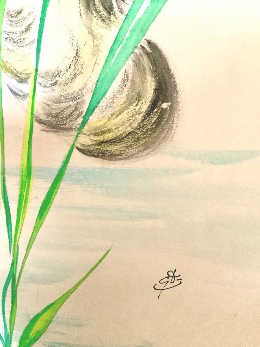 Three Watercolors Of Young Women Among Fishes ... photo 190.75