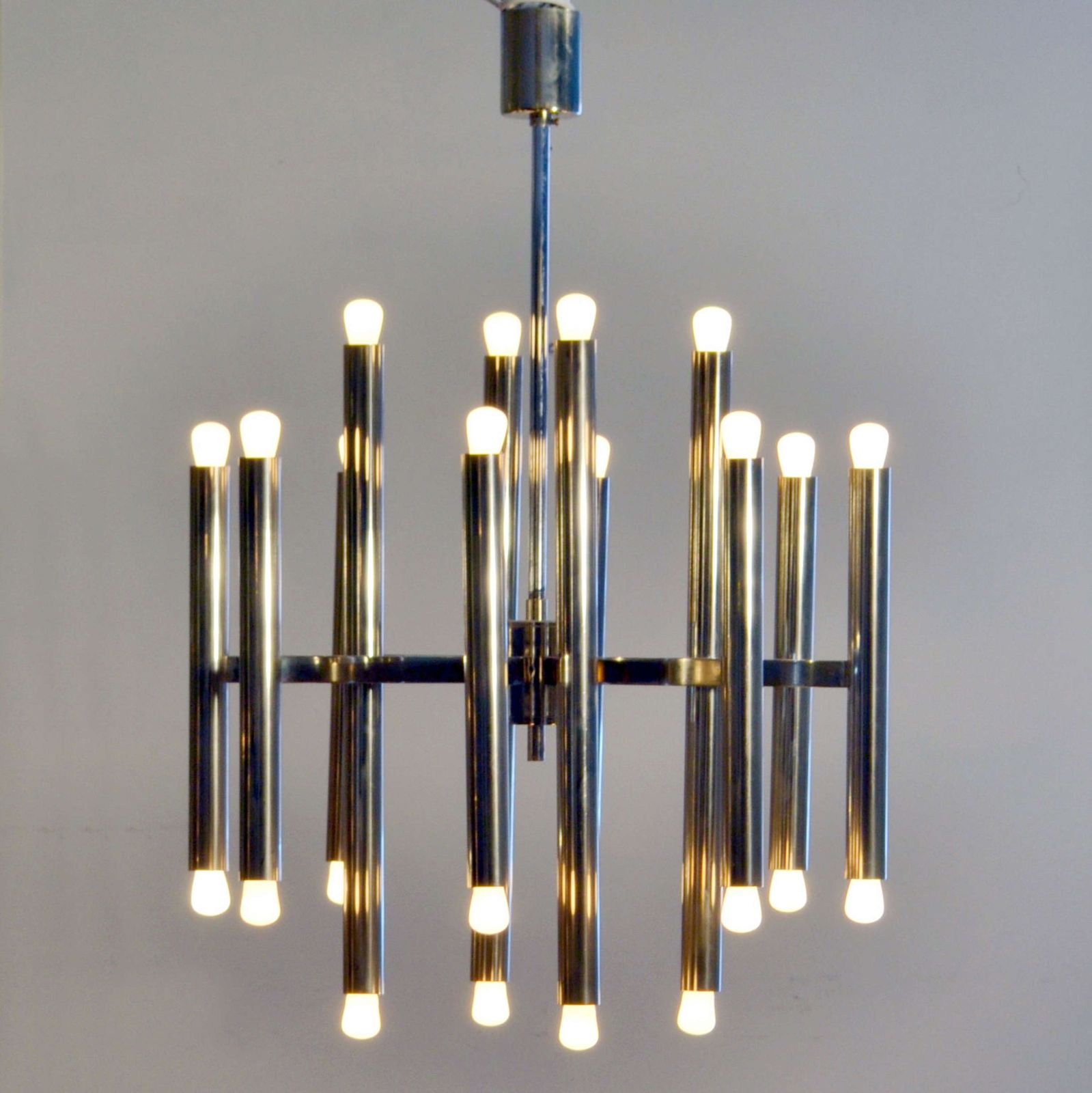 Minimal Chandelier In Nickel By Sciolari With 24 Lights photo Lighting