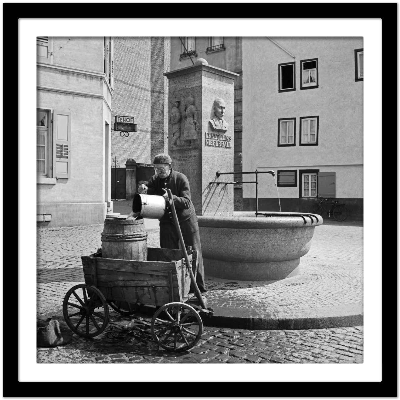 Karl Heinrich Lämmel Man At Ernst Elias Niebergall Fountain Darmstadt, Germany 1938 Printed Later 1938/2021 photo Art