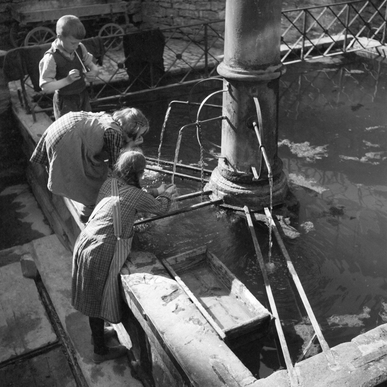 Children Drinking Water From Fountain Heidelberg, Germany Karl Heinrich Lämmel