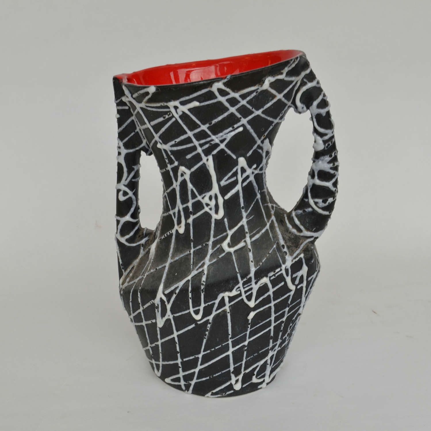 Set Of Three Vallauris Ceramic Vases In Black & White photo for sale