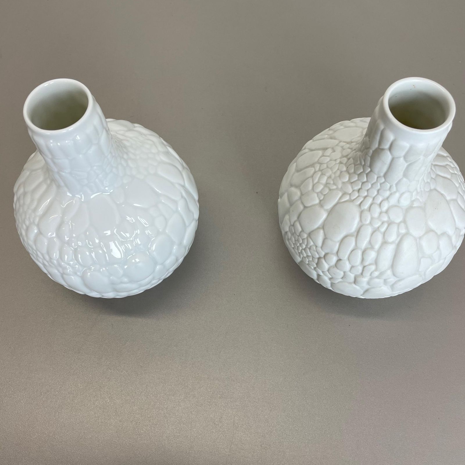 Home Decor Set Of 2 Original Op Art Biscuit Porcelain Vases By Ak Kaiser, Germany, 1970s photo