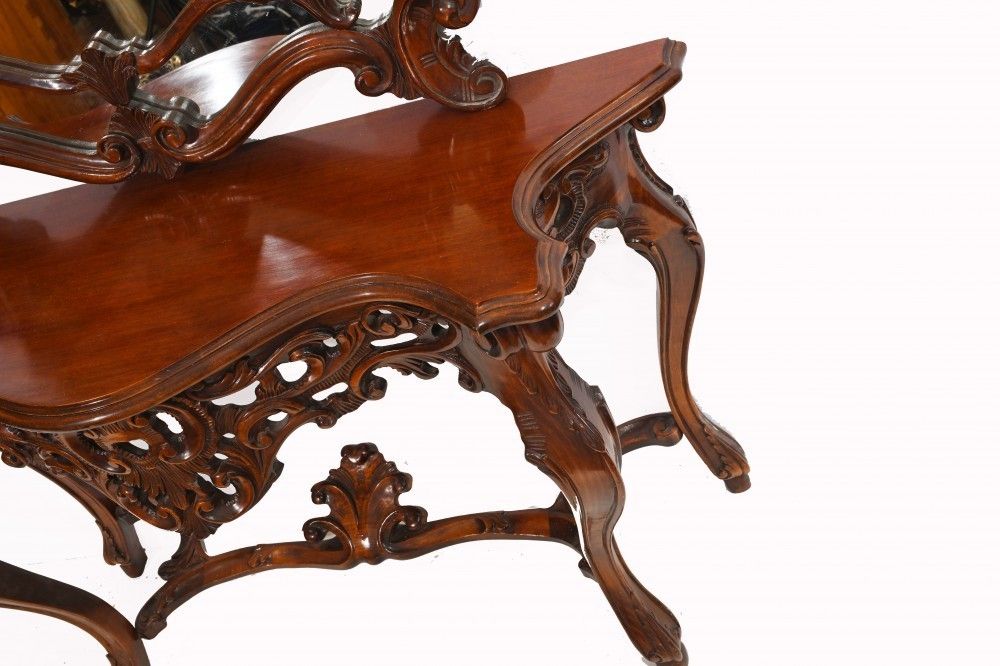 Italian Console Table Mirror Set Carved 1920 photo Furniture