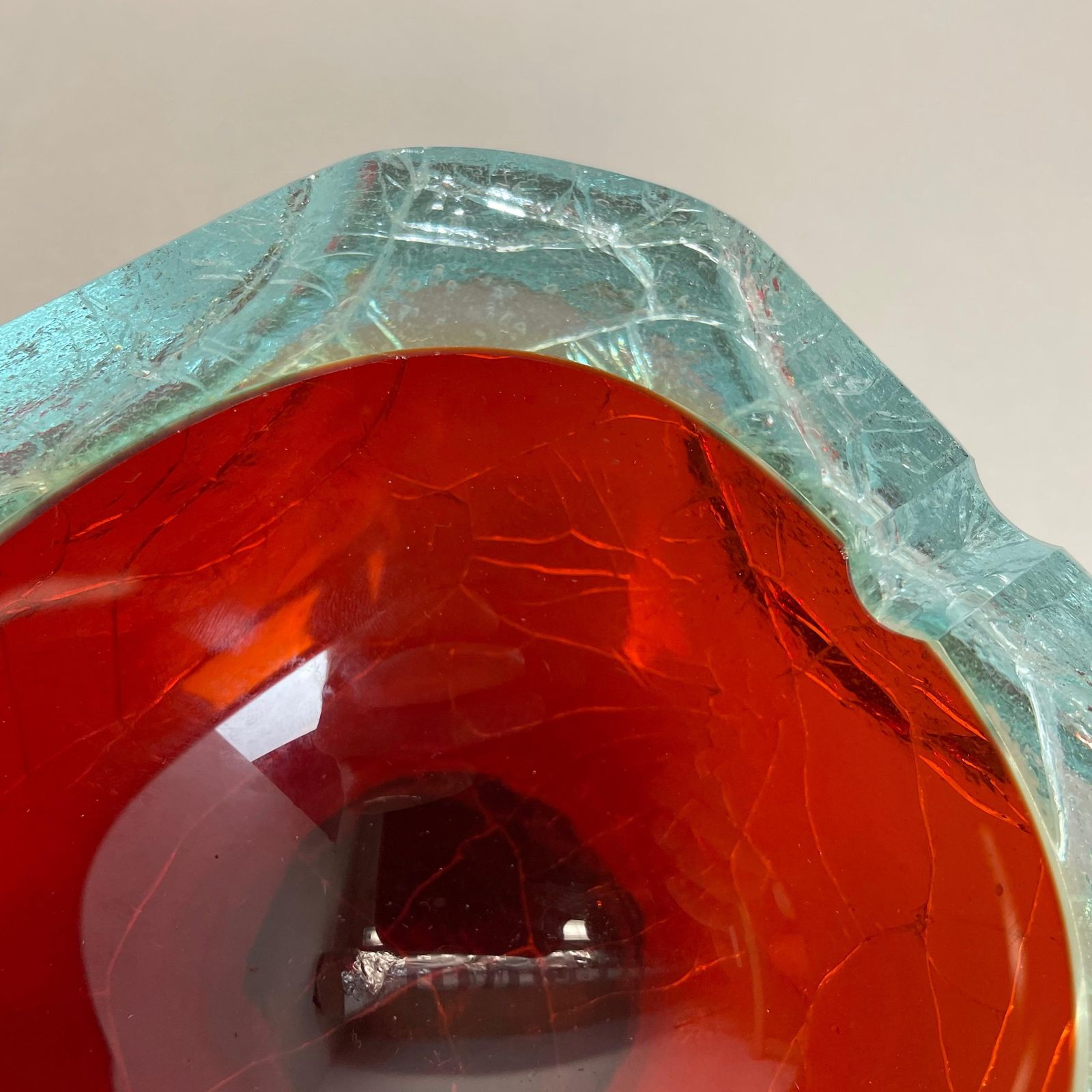 photo for sale Large Murano Glass Crack Structure Bowl Shells Ashtray Element Italy 1970s
