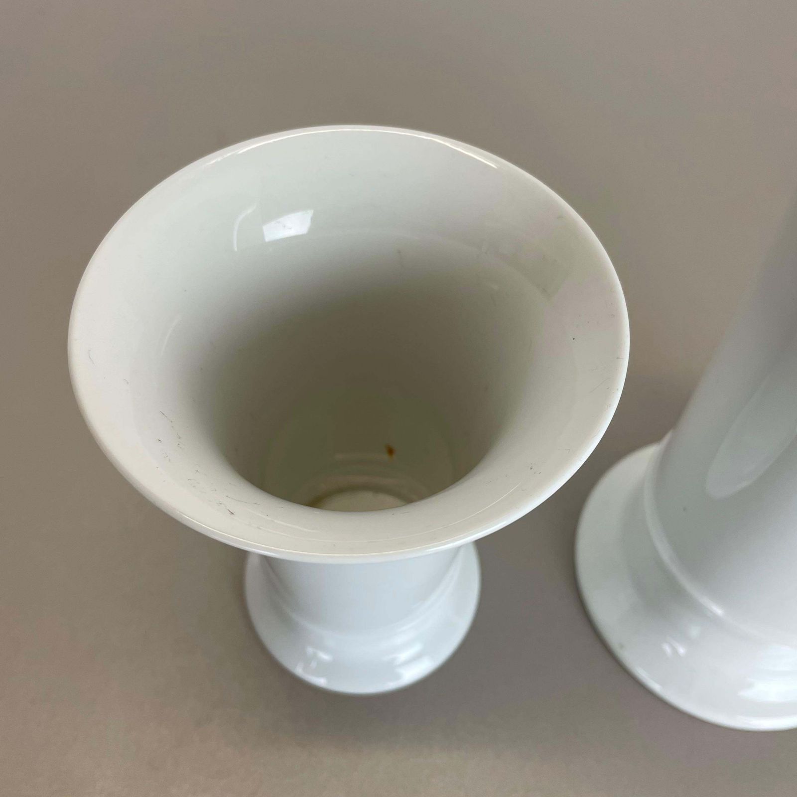 Home Decor Set Of 2 Original Op Art White Porcelain Vases By Ak Kaiser, Germany, 1970s photo