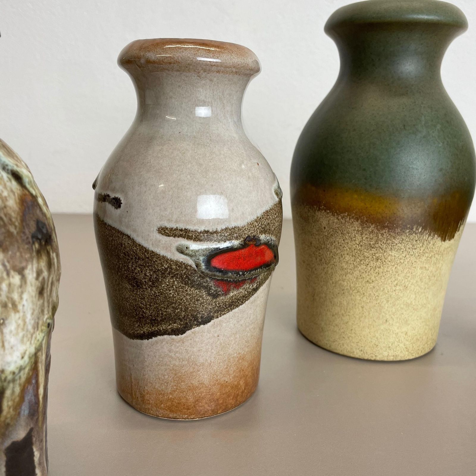 Set Of Five Vintage Pottery Fat Lava Vases Made By Scheurich, Germany, 1970s photo buy