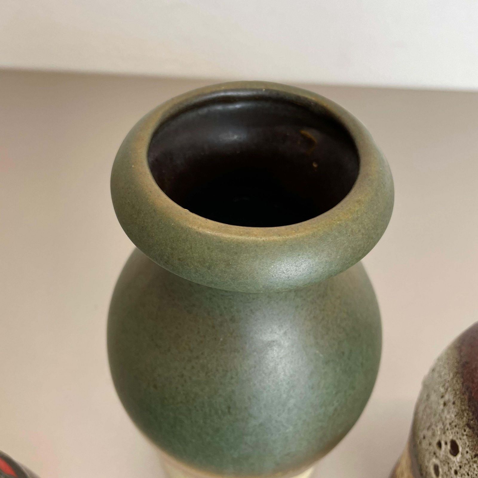 photo for sale Set Of Five Vintage Pottery Fat Lava Vases Made By Scheurich, Germany, 1970s