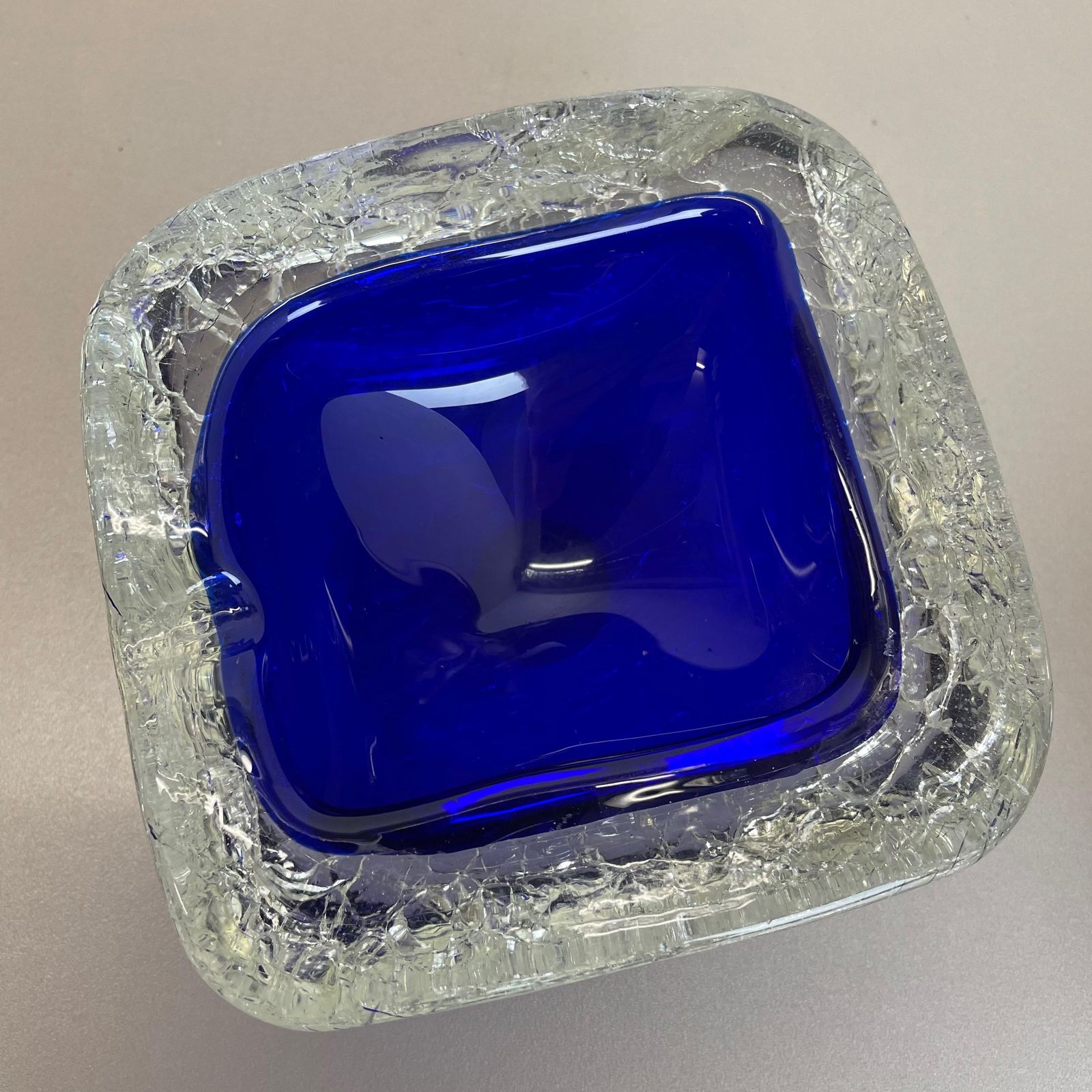 Set Of 2 Murano Glass Crack Structure Bowl Shells Ashtray Element, Italy, 1970s photo buy