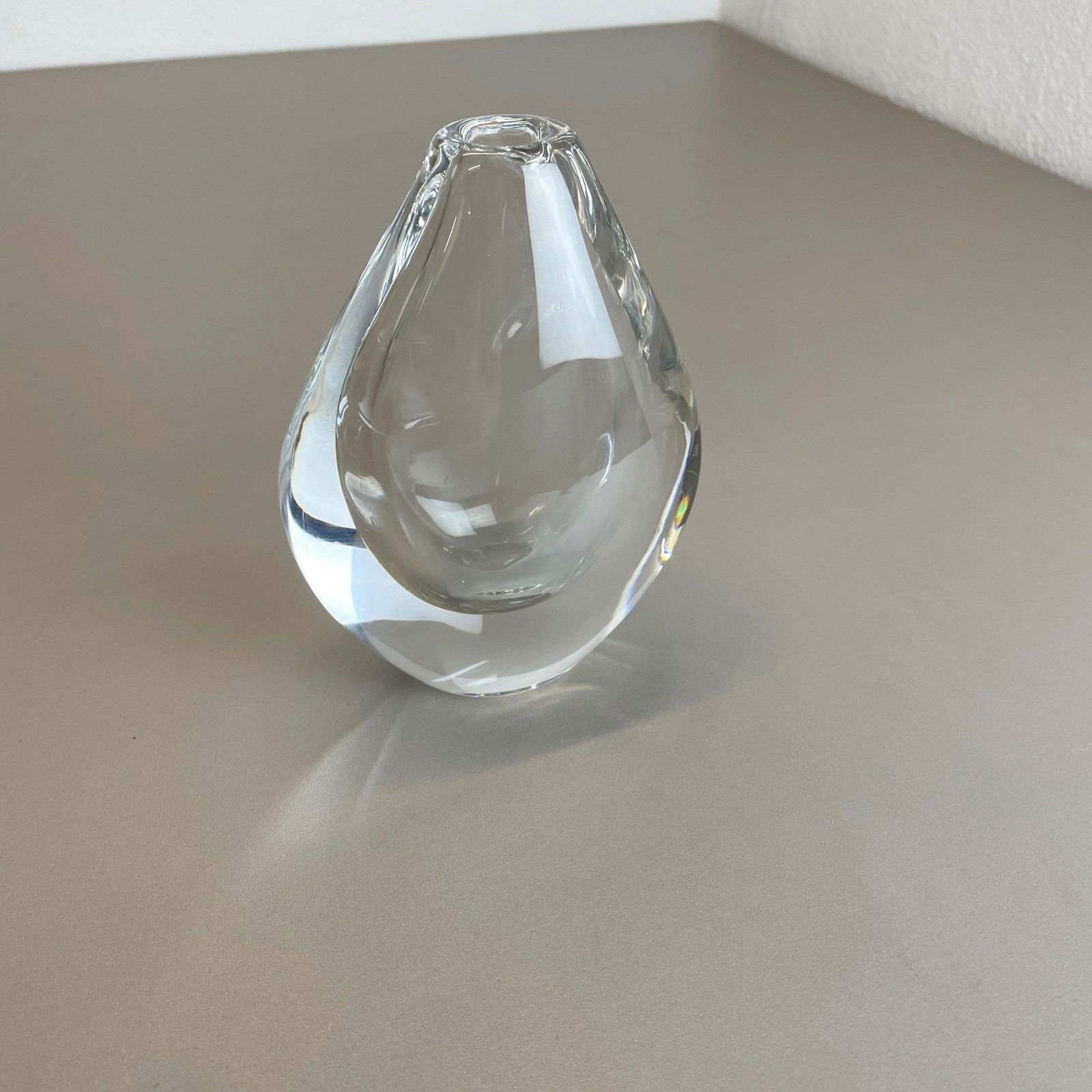 Large 1,8kg Sven Palmqvist Lucid Drop Glass Vase For Orrefors, Sweden, 1970s photo for sale