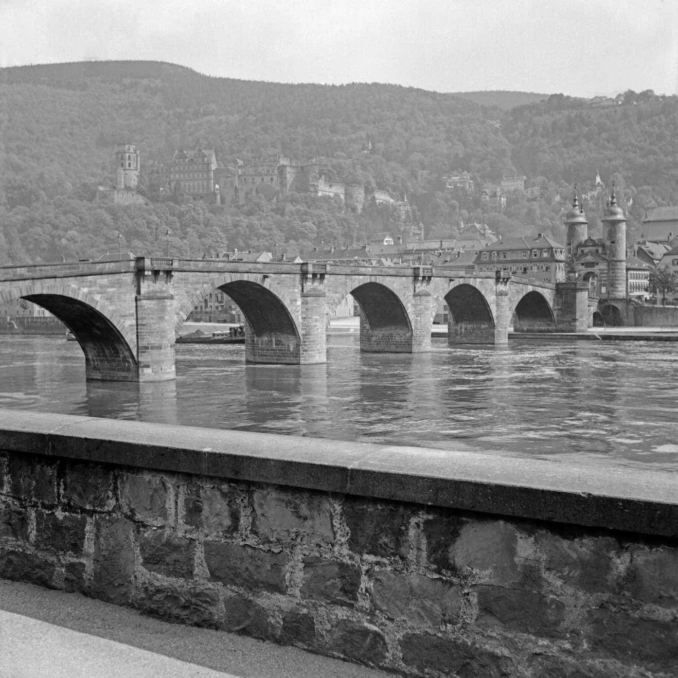 Karl Heinrich Lämmel Old Bidge, River Neckar And Heidelberg Castle, Germany 1938, Printed Later 1938/2021