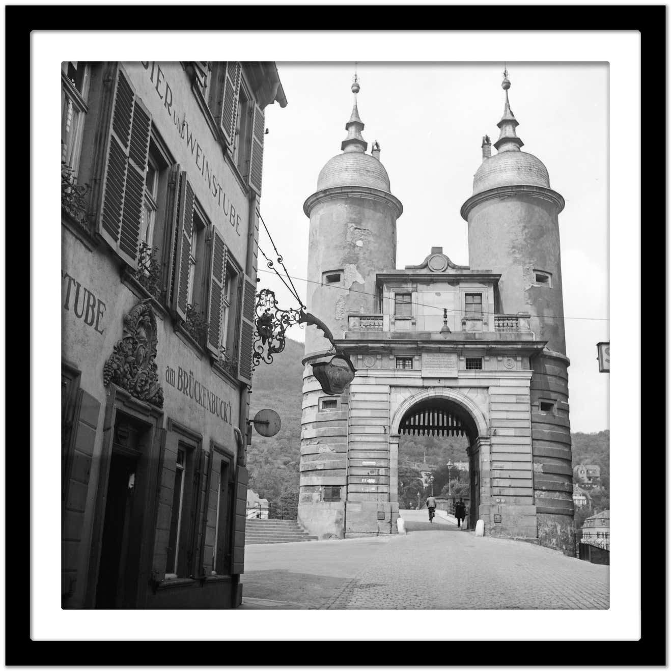 Karl Heinrich Lämmel Steingasse, Brueckentor, Old Bridge, Heidelberg Germany 1938, Printed Later 1938/2021 photo Art