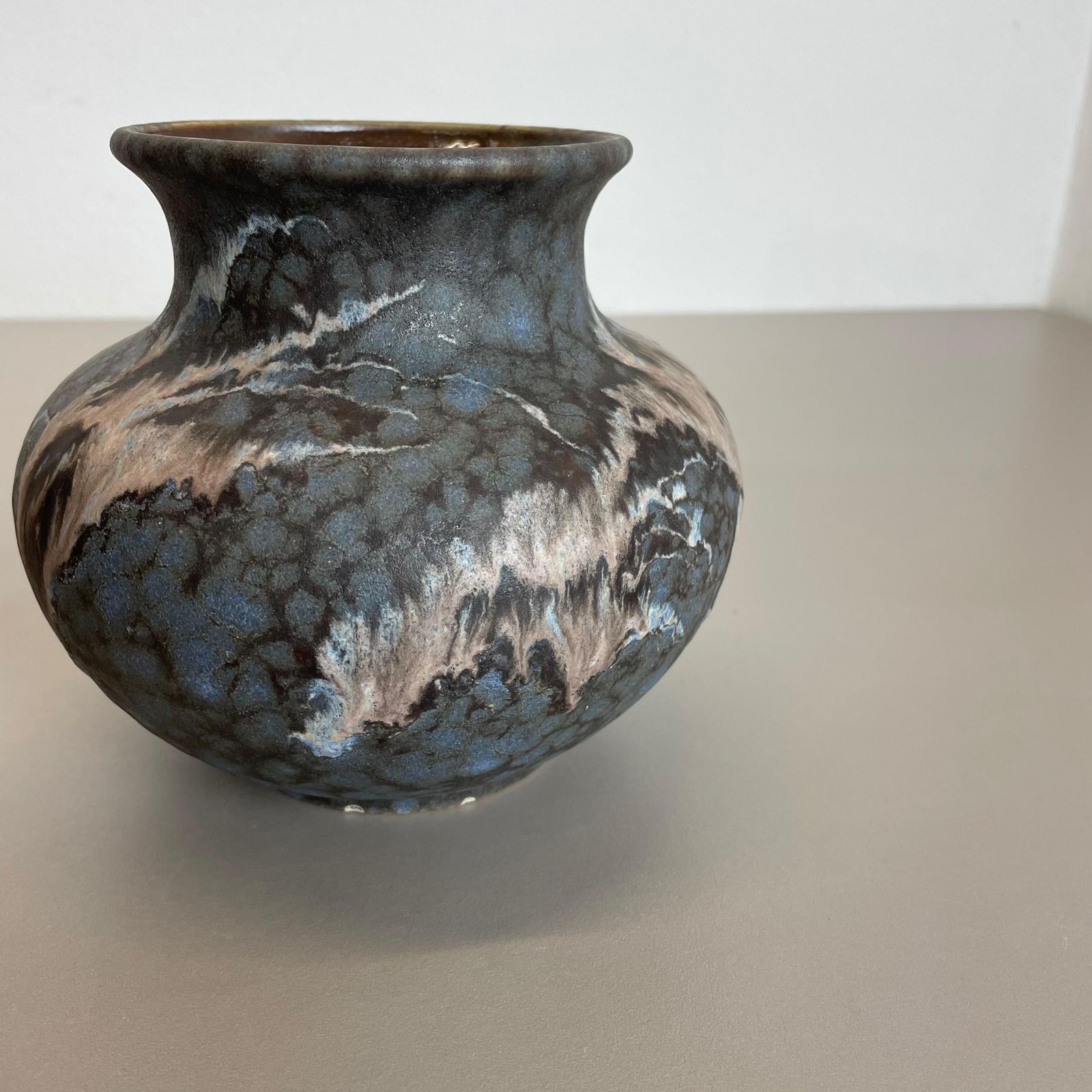 Set Of 2 Pottery Vases Fat Lava Abstract Designed By Ruscha, Germany, 1960s photo vintage